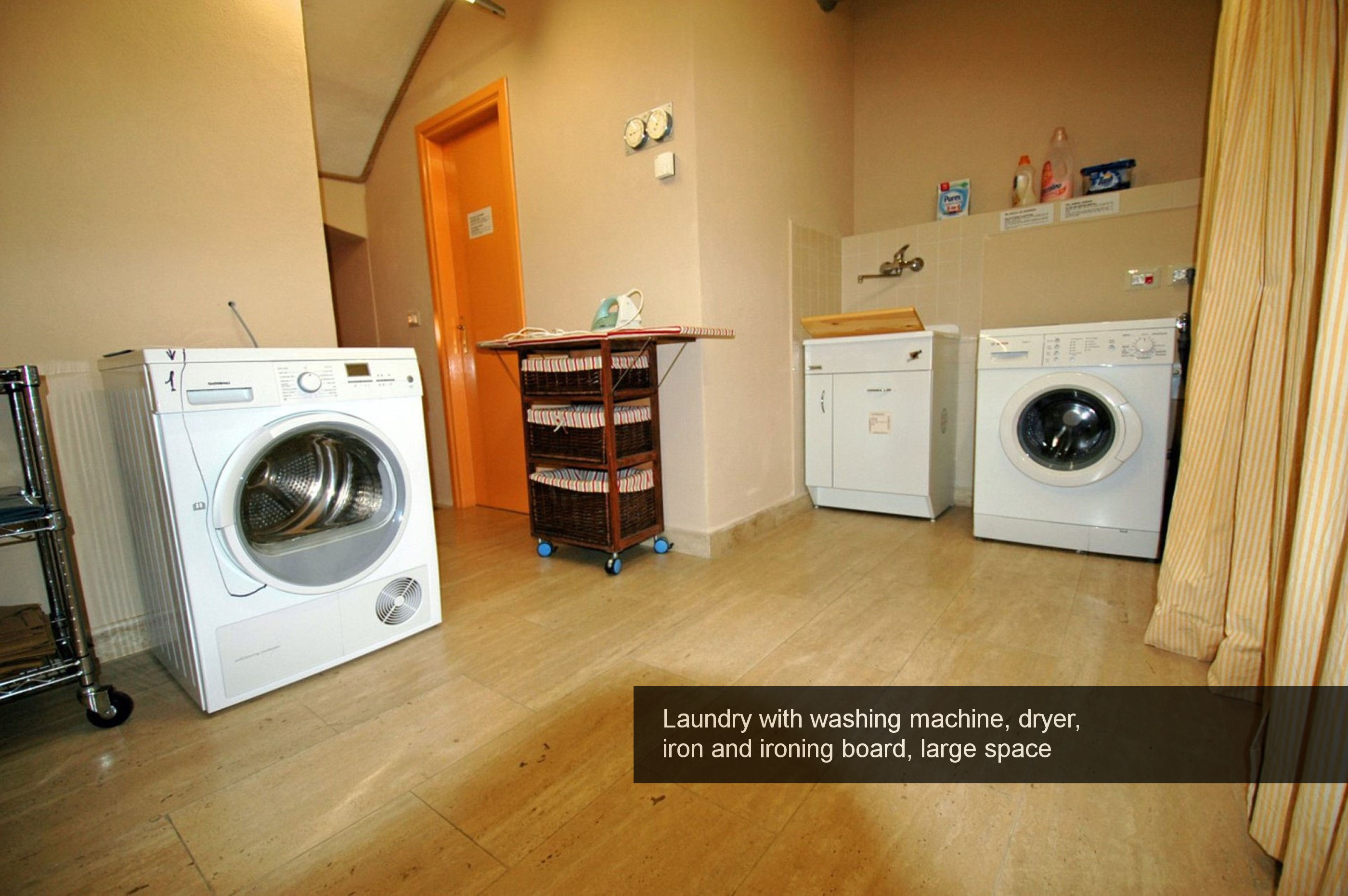 20) Laundry, washing machine, dryer, iron and ironing board, large space...